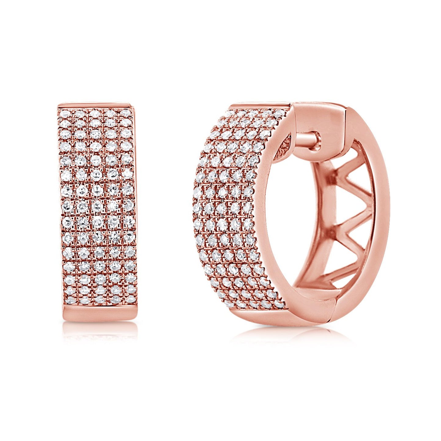 14k Gold 0.30 Carat Diamond Huggie Earrings, Available in White, Rose and Yellow Gold