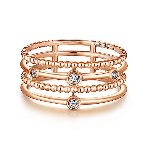 Gabriel 14k Gold 0.04 Carat Diamond Bezel set Band, Available in White, Rose and Yellow Gold