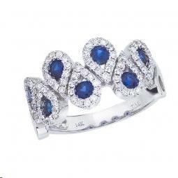 14k White Gold 0.77 ct Sapphire and 0.48 ct Diamond Ring