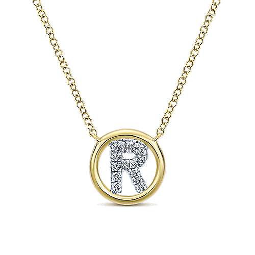 Gabriel 14k 0.07 Carat Diamond Initial Pendant, Available in White, Rose and Yellow Gold