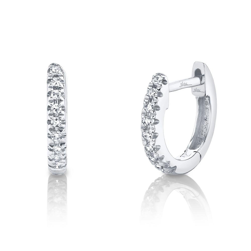14k Gold 0.04Ct Diamond Huggie Earring, Available in White, Rose and Yellow Gold