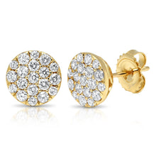Load image into Gallery viewer, 14k Gold 1.01 Ct Diamond Pave Circle Stud Earring, Available in White, Rose and Yellow Gold
