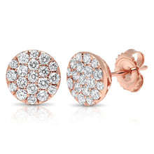 Load image into Gallery viewer, 14k Gold 1.01 Ct Diamond Pave Circle Stud Earring, Available in White, Rose and Yellow Gold
