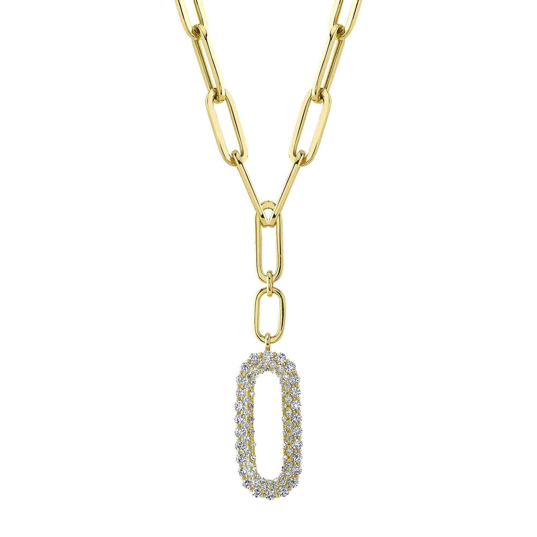 14k Gold 0.92Ct Diamond Paperclip Necklace, Available in White, Rose and Yellow Gold