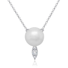 Load image into Gallery viewer, 14k Gold Pearl and 0.11ct Diamond Pendant, Available in White, Rose and Yellow Gold
