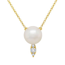 Load image into Gallery viewer, 14k Gold Pearl and 0.11ct Diamond Pendant, Available in White, Rose and Yellow Gold
