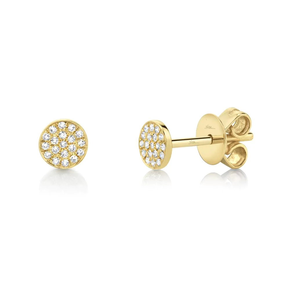 14k Yellow Gold 0.07Ct Diamond Pave' Cluster Stud Earring