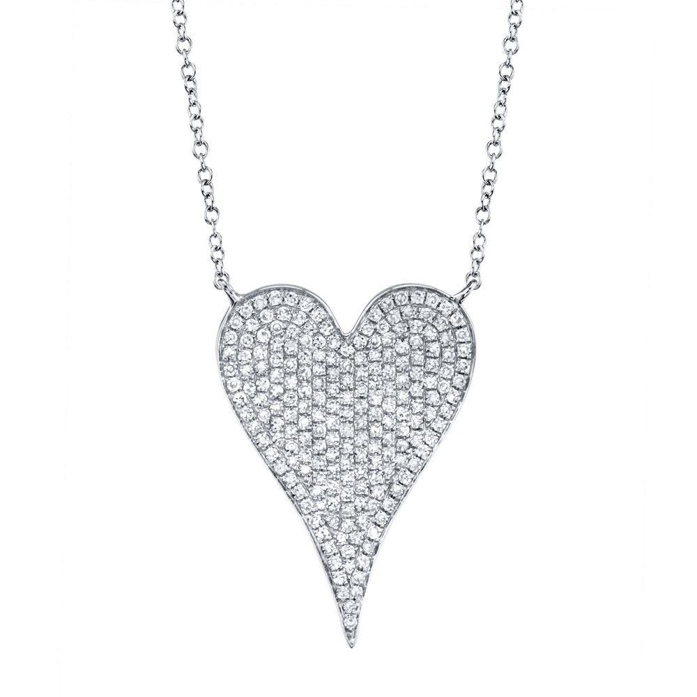 14k Gold Diamond Pave Heart Necklace. Available in 4 Diamond Weights in White, Rose or Yellow