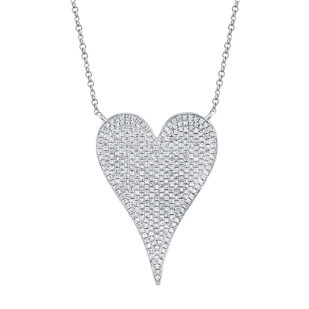 14k Gold Diamond Pave Heart Necklace. Available in 4 Diamond Weights in White, Rose or Yellow