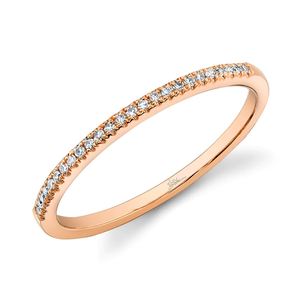 14k Rose Gold 0.08 Carat Diamond Band.
