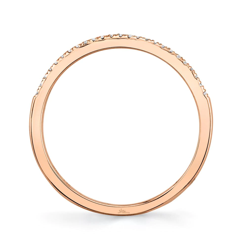 14k Rose Gold 0.08 Carat Diamond Band.