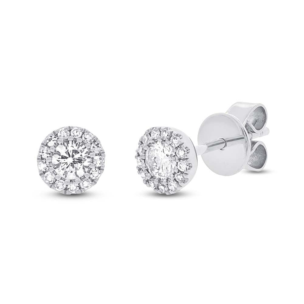 14k White Gold 0.29 Ct Diamond Cluster Earring