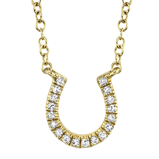 14k 0.06 Carat Diamond Horseshoe Pendant, Available in White or Yellow Gold.