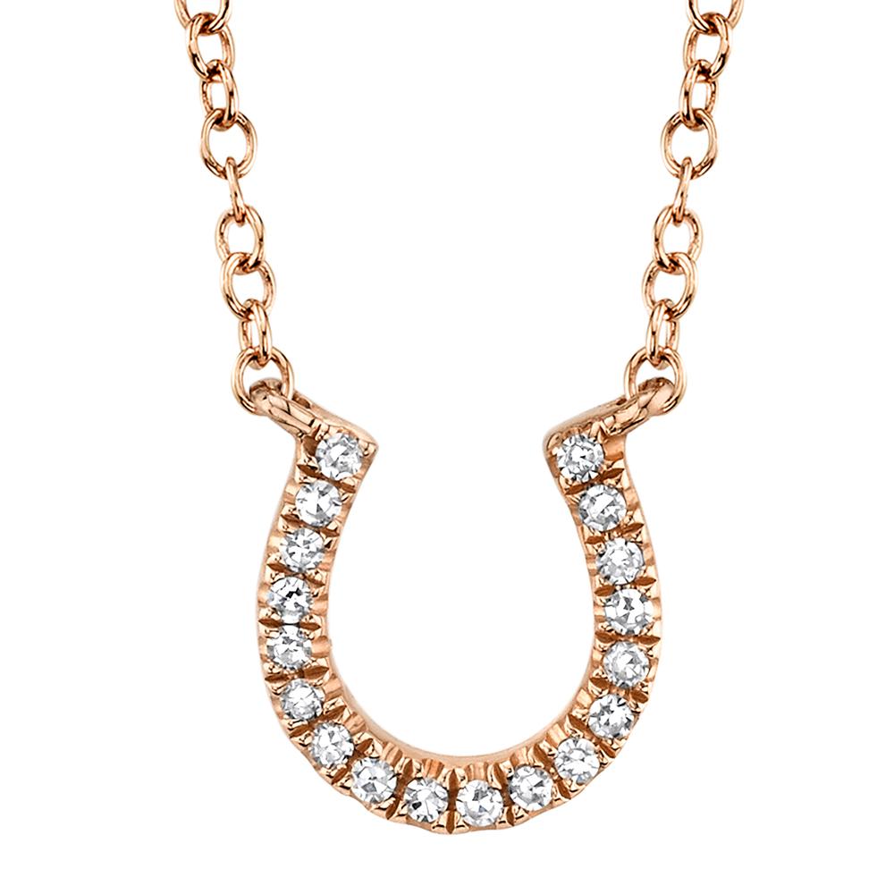 14k 0.06 Carat Diamond Horseshoe Pendant, Available in White or Yellow Gold.