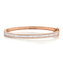 Load image into Gallery viewer, 14k Baguette and Round 1.75 ct Diamond Bangle, Available in White, Rose and Yellow Gold
