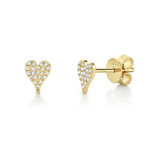 14k Gold 0.10Ct Diamond Heart Earrings, Available in White, Rose and Yellow Gold