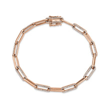 Load image into Gallery viewer, 14k 0.74 Ct Diamond Paper Clip Bracelet, Available in White, Rose, Yellow and Multi Tone  Gold
