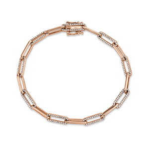 14k 0.74 Ct Diamond Paper Clip Bracelet, Available in White, Rose, Yellow and Multi Tone  Gold