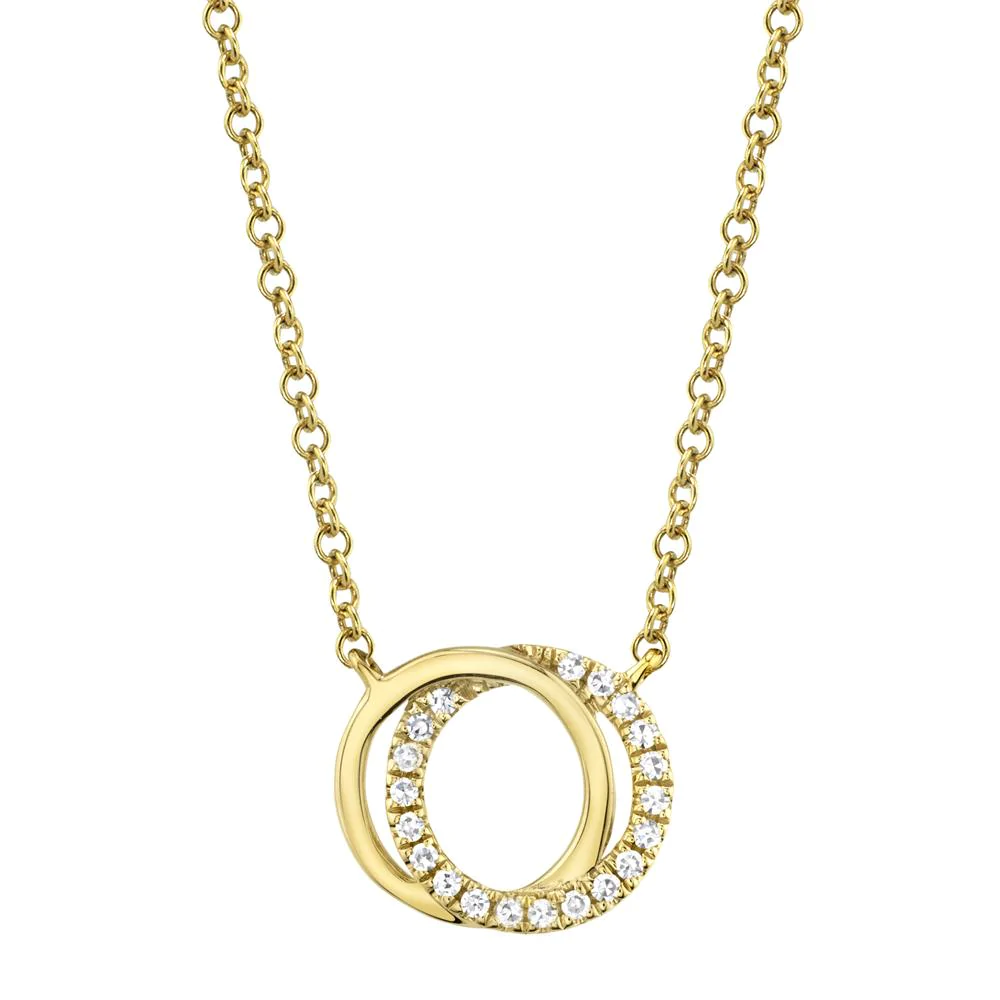 14k Gold 0.07Ct Diamond Love Knot Necklace, Available in White, Rose and Yellow Gold