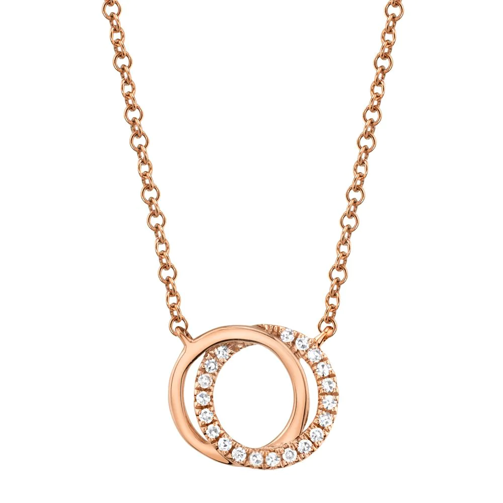 14k Gold 0.07Ct Diamond Love Knot Necklace, Available in White, Rose and Yellow Gold