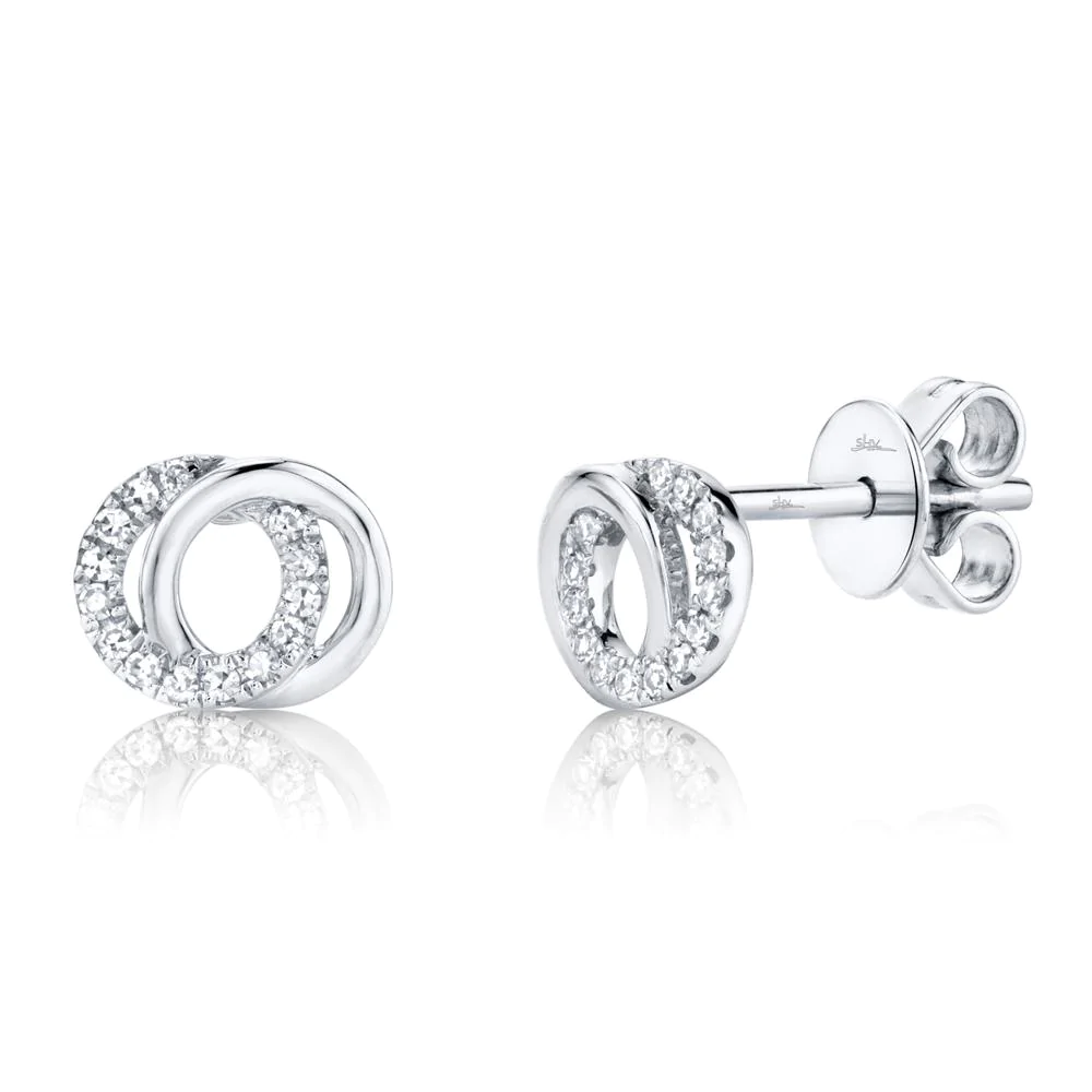 14k Gold 0.09Ct Diamond Love Knot Earring, Available in White, Rose and Yellow Gold