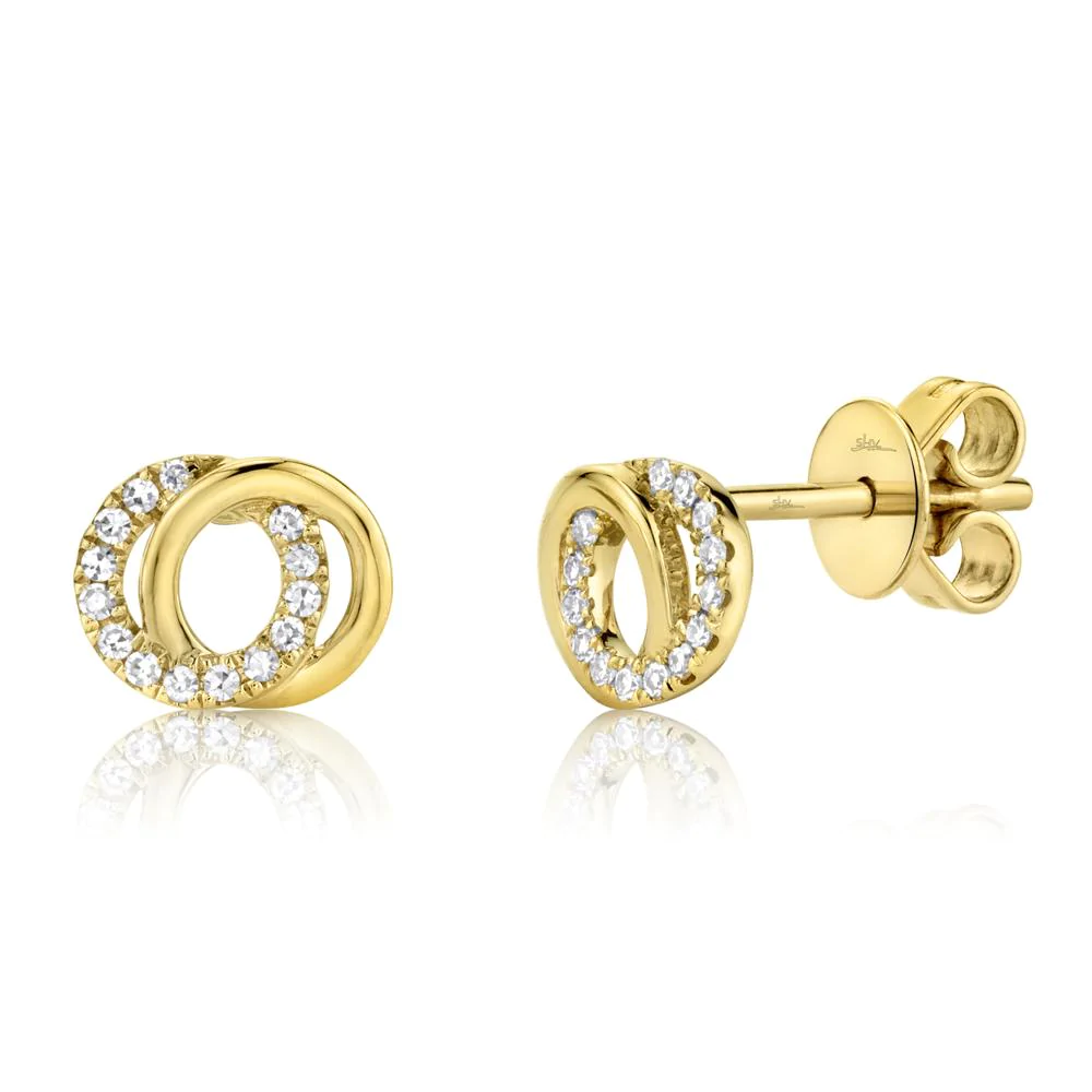 14k Gold 0.09Ct Diamond Love Knot Earring, Available in White, Rose and Yellow Gold