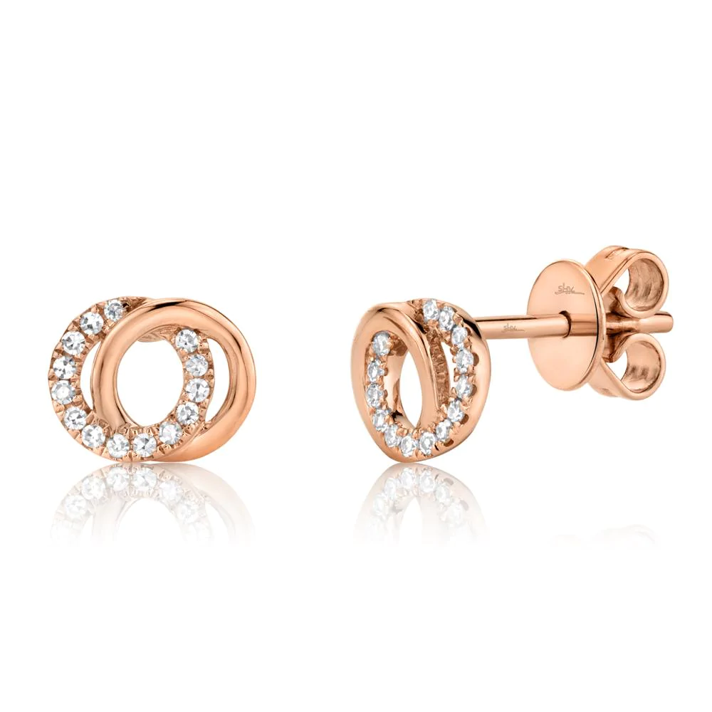 14k Gold 0.09Ct Diamond Love Knot Earring, Available in White, Rose and Yellow Gold