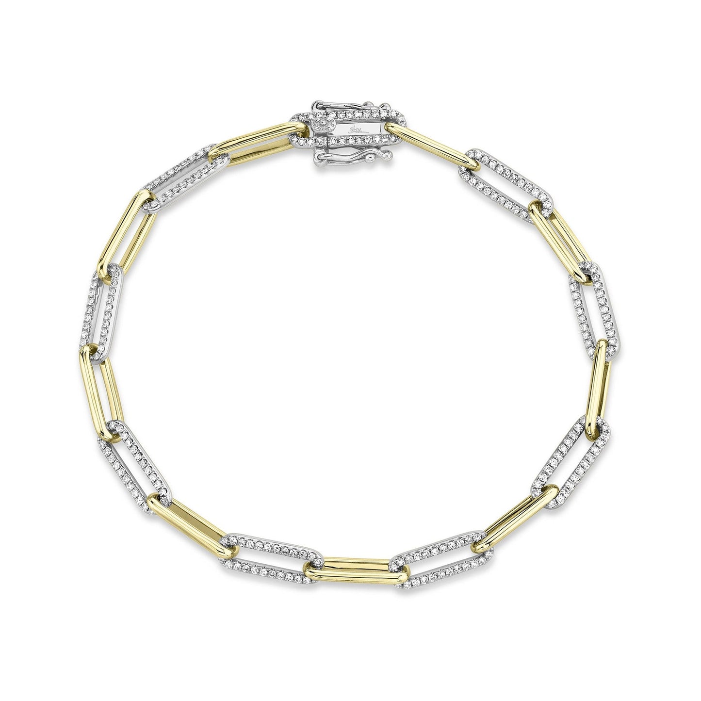14k 0.74 Ct Diamond Paper Clip Bracelet, Available in White, Rose, Yellow and Multi Tone Gold