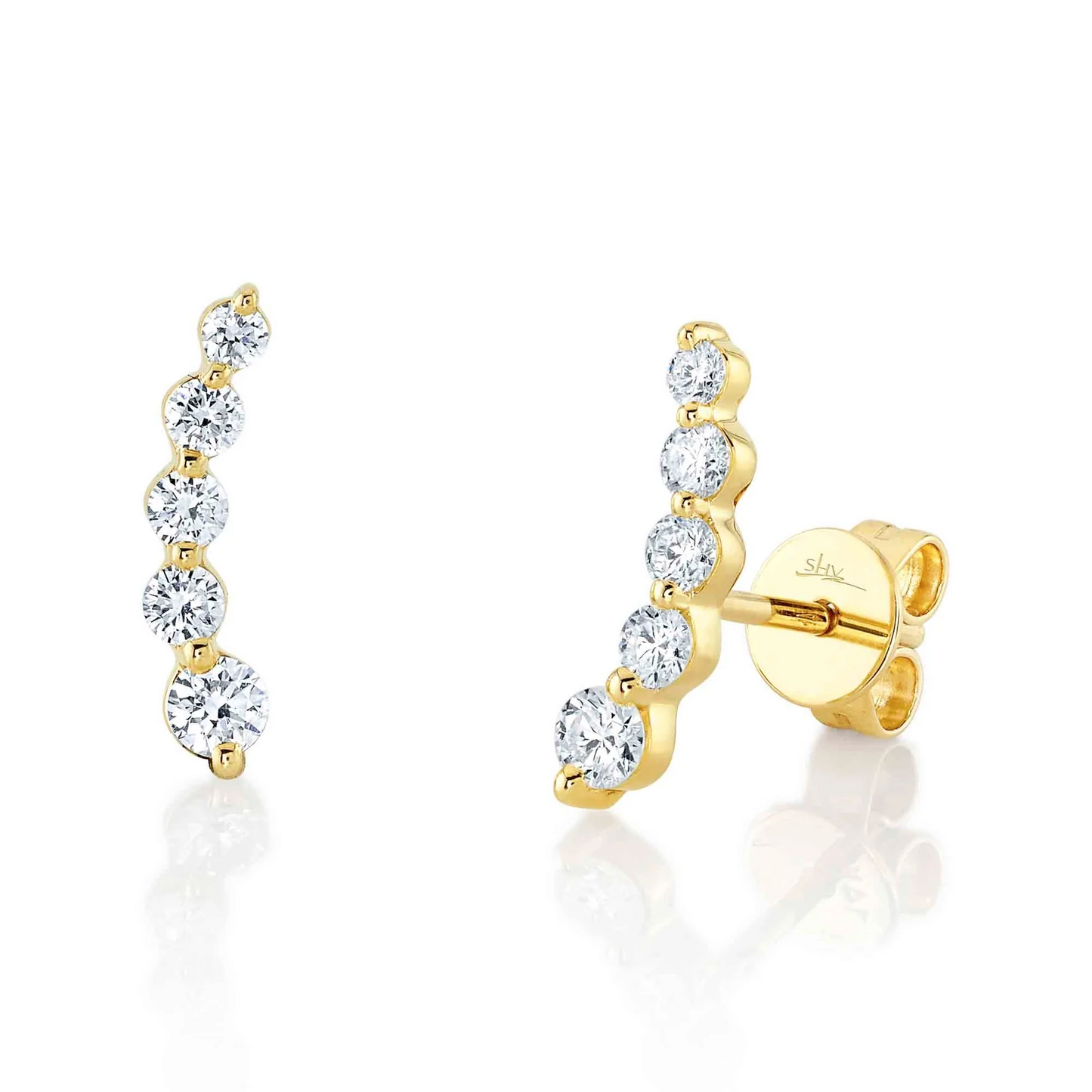 14k Gold 0.47Ct Diamond Ear Crawler Earring, Available in White, Rose and Yellow Gold