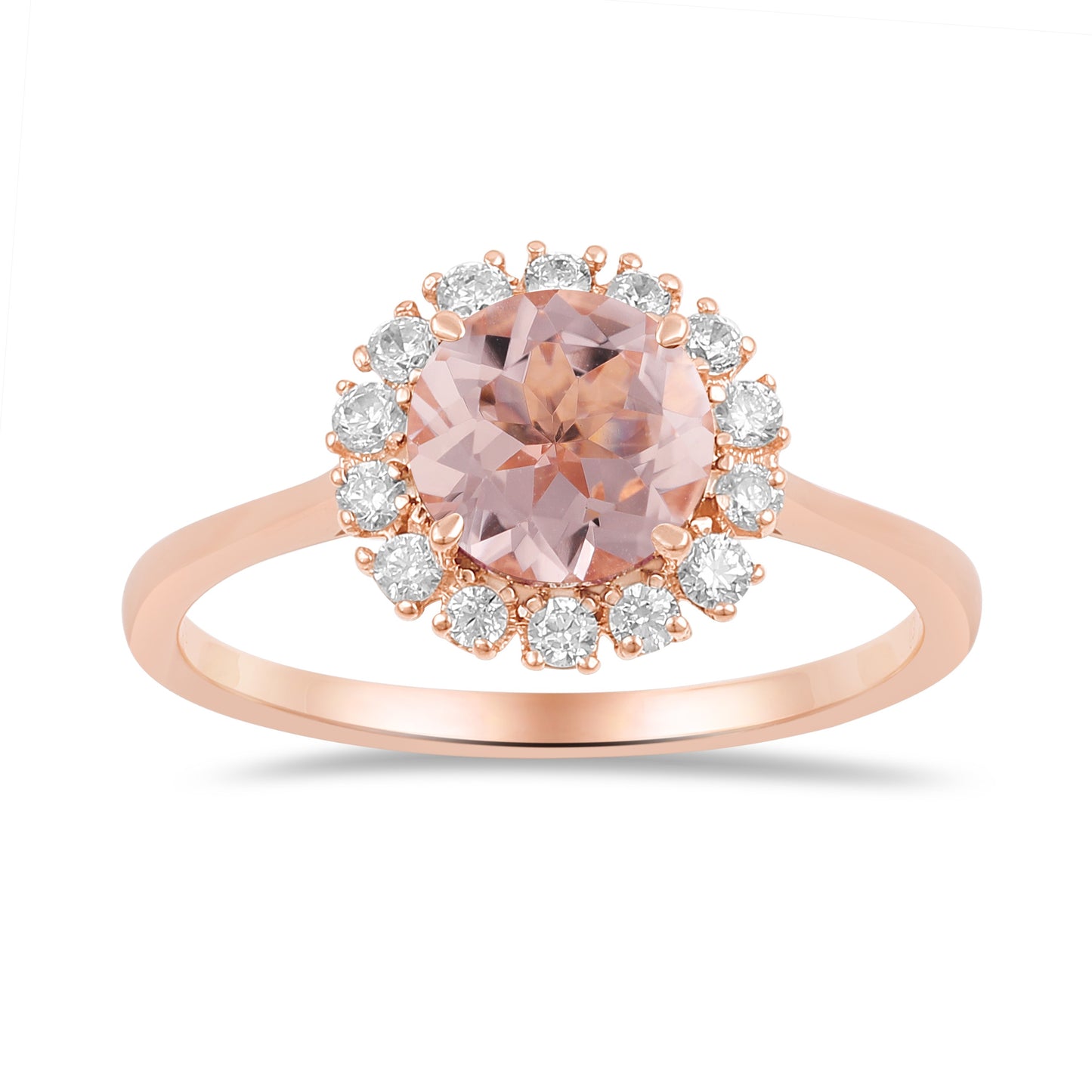 14k Rose Gold 1.14Ct Morganite, 0.25Ct Diamond Ring