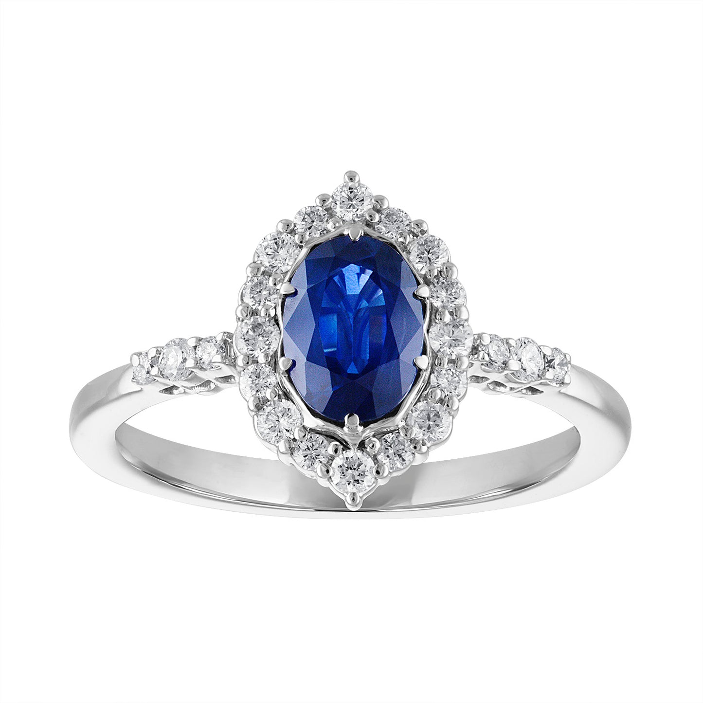 14k White Gold 1.03Ct Sapphire, 0.35Ct Diamond Ring