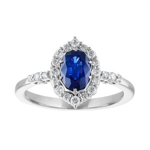 14k White Gold 1.03Ct Sapphire, 0.35Ct Diamond Ring