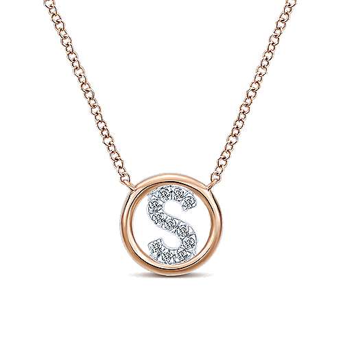 Gabriel 14k 0.07 Carat Diamond Initial Pendant, Available in White, Rose and Yellow Gold