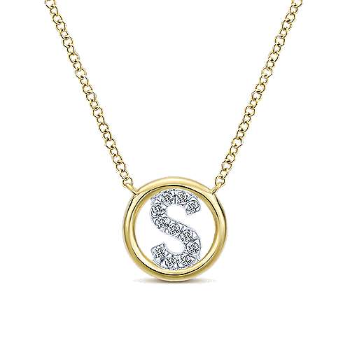 Gabriel 14k 0.07 Carat Diamond Initial Pendant, Available in White, Rose and Yellow Gold