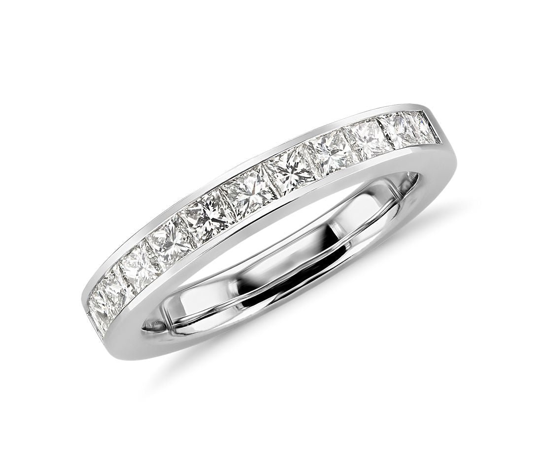 14k White Gold 0.42 Carat Princess Cut Diamond Channel Set Band