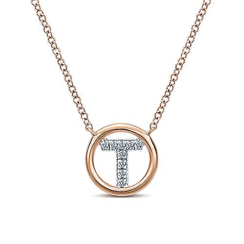 Gabriel 14k 0.07 Carat Diamond Initial Pendant, Available in White, Rose and Yellow Gold