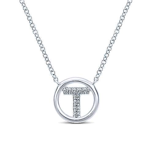 Gabriel 14k 0.07 Carat Diamond Initial Pendant, Available in White, Rose and Yellow Gold