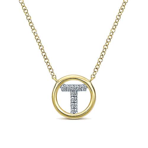 Gabriel 14k 0.07 Carat Diamond Initial Pendant, Available in White, Rose and Yellow Gold
