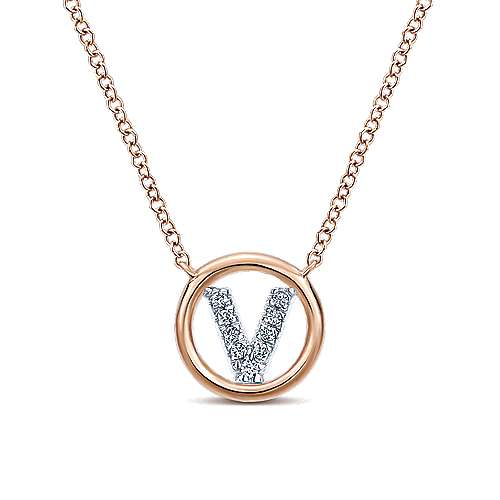 Gabriel 14k 0.07 Carat Diamond Initial Pendant, Available in White, Rose and Yellow Gold