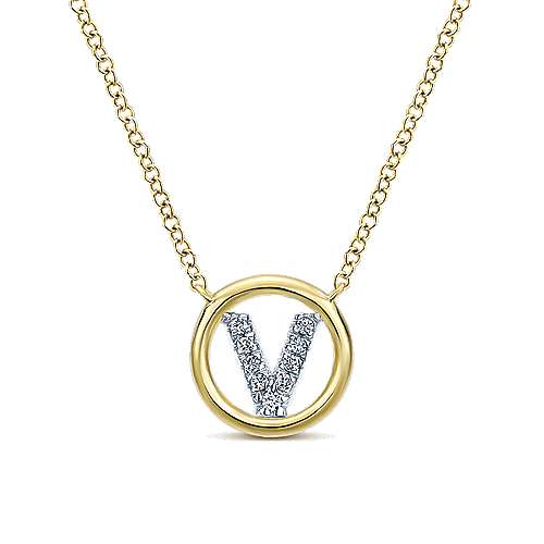 Gabriel 14k 0.07 Carat Diamond Initial Pendant, Available in White, Rose and Yellow Gold