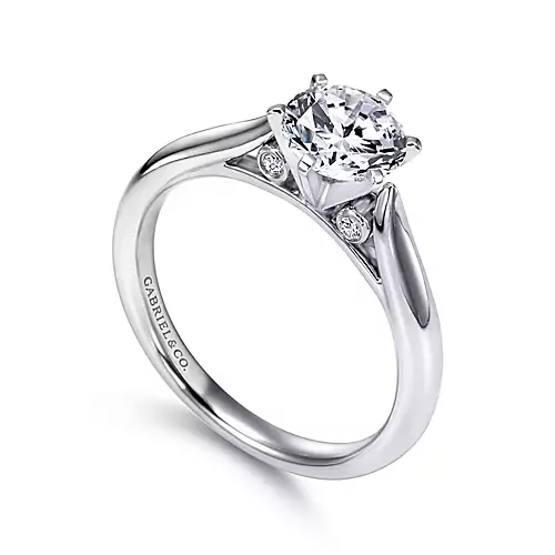 Gabriel 14k White Gold, CZ ctr, 0.03 Ct Diamond Semi Mount