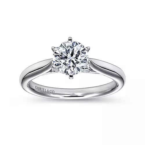 Gabriel 14k White Gold, CZ ctr, 0.03 Ct Diamond Semi Mount