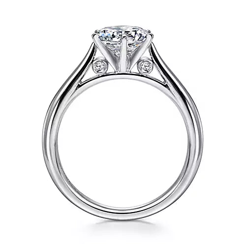 Gabriel 14k White Gold, CZ ctr, 0.03 Ct Diamond Semi Mount