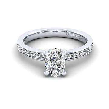 14k White Gold 1.00Ct, F, SI2 GIA, 0.23Ct mele