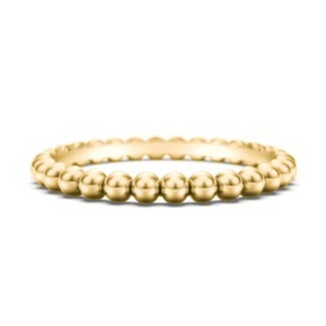 14k Yellow Gold Beaded Band, Size 6.5
