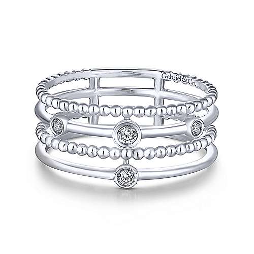 Gabriel 14k Gold 0.04 Carat Diamond Bezel set Band, Available in White, Rose and Yellow Gold