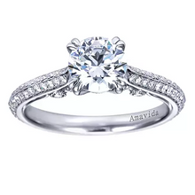 Load image into Gallery viewer, Gabriel 18k White Gold Semi Mount, 0.42 Ct Diamond, with Cubic Zirconia Center
