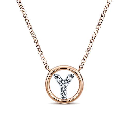 Gabriel 14k 0.07 Carat Diamond Initial Pendant, Available in White, Rose and Yellow Gold