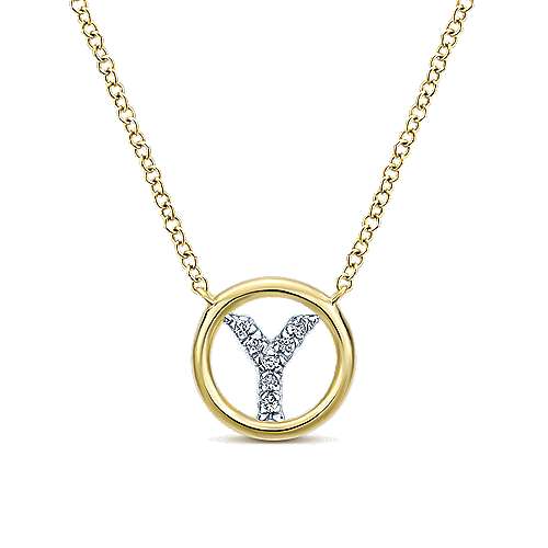 Gabriel 14k 0.07 Carat Diamond Initial Pendant, Available in White, Rose and Yellow Gold