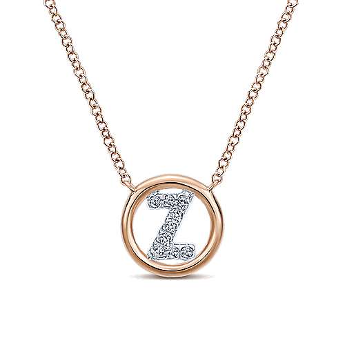 Gabriel 14k 0.07 Carat Diamond Initial Pendant, Available in White, Rose and Yellow Gold